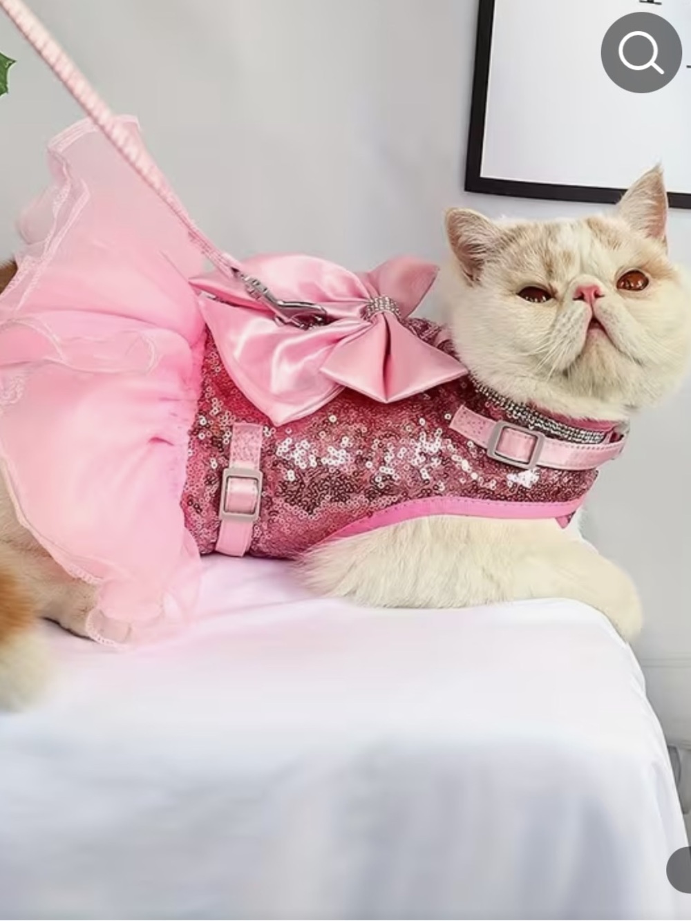 Pink Sequin Bow Tutu Pet Harness